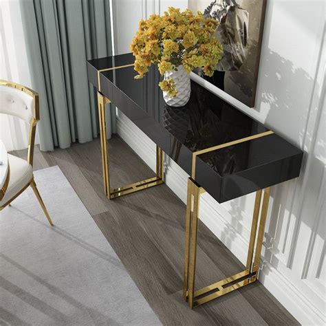 gold and black marble console table